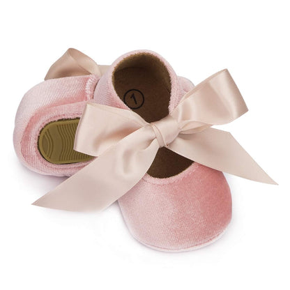 ohsofy Infant Baby Girls Mary Jane Flats Non-Slip Bowknot Princess Wedding Dress Shoes Toddler Crib Shoes