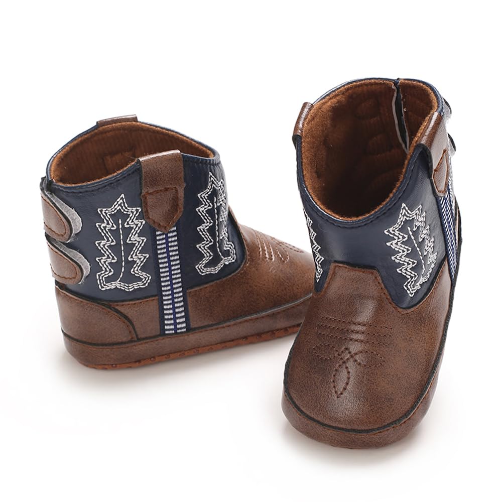 Kuner Baby Cowboy Boots Western Boots Toddler Cowboy Bootie Soft Sole Non-Slip Crib Shoes for Infant Boys Girls0-18 Months