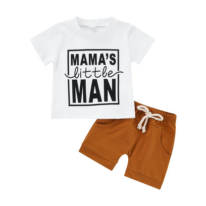 Kupretty Toddler Baby Boy Summer Clothes Letter Graphic Short Sleeve Shirt T-Shirt Tops + Casual Shorts Outfit Set
