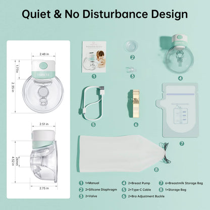 TSRETE Double Wearable Breast Pump, Electric Hands-Free Breast Pumps with 2 Modes, 9 Levels, LCD Display, Memory Function Rechargeable Milk Extractor-24mm Flange, Pink