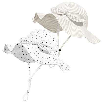 Baby Girl Sun Hat with UPF 50+ Outdoor Adjustable Beach Hat with Wide Brim Bucket Hats