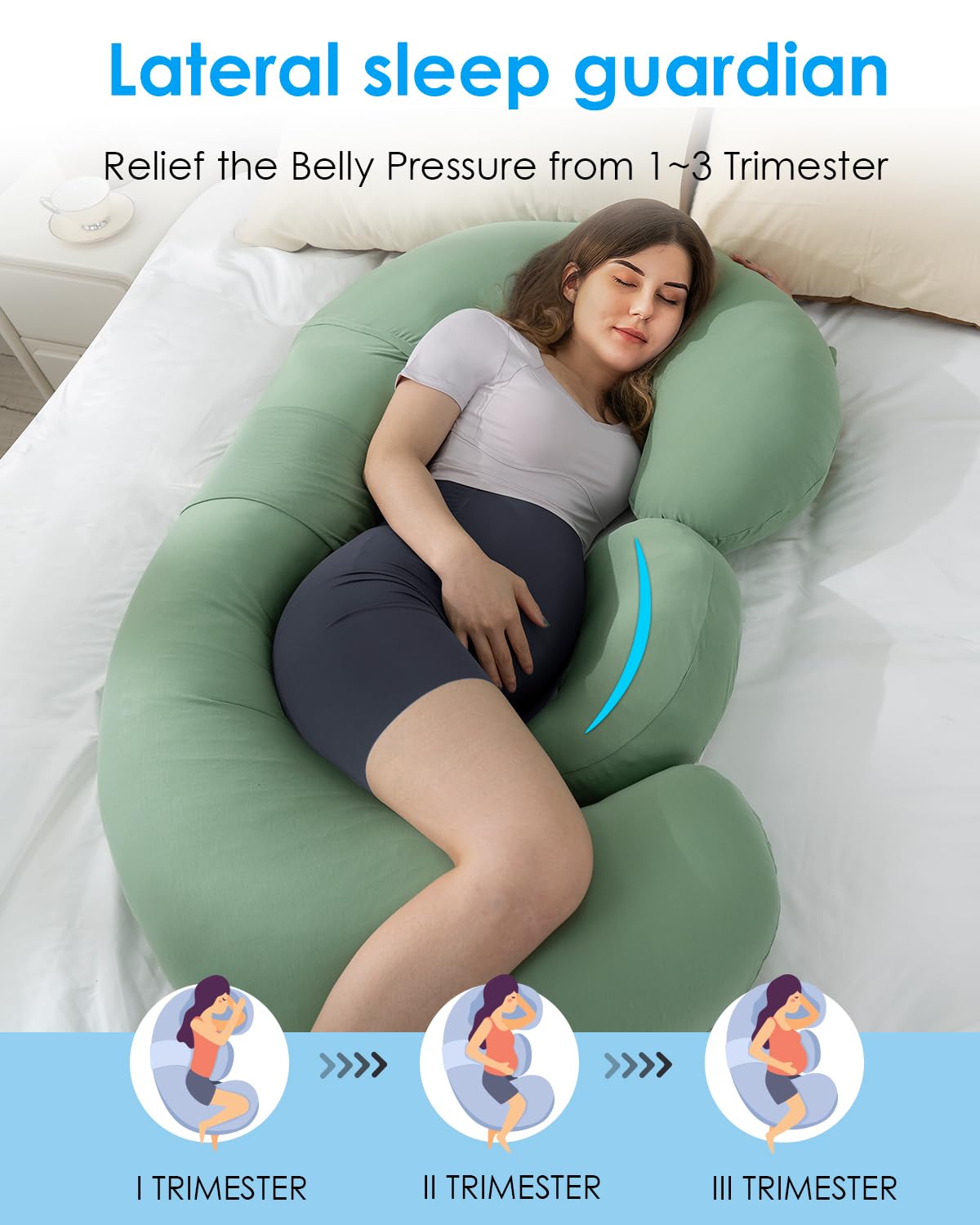 QUEEN ROSE Cooling Pregnancy Pillows,E Shaped Full Body Pillow for Sleeping, with Pregnancy Wedge Pillow for Belly Support, 60 Inch Maternity Pillow for Side Sleeper, Cooling Rayon Cover, Purple