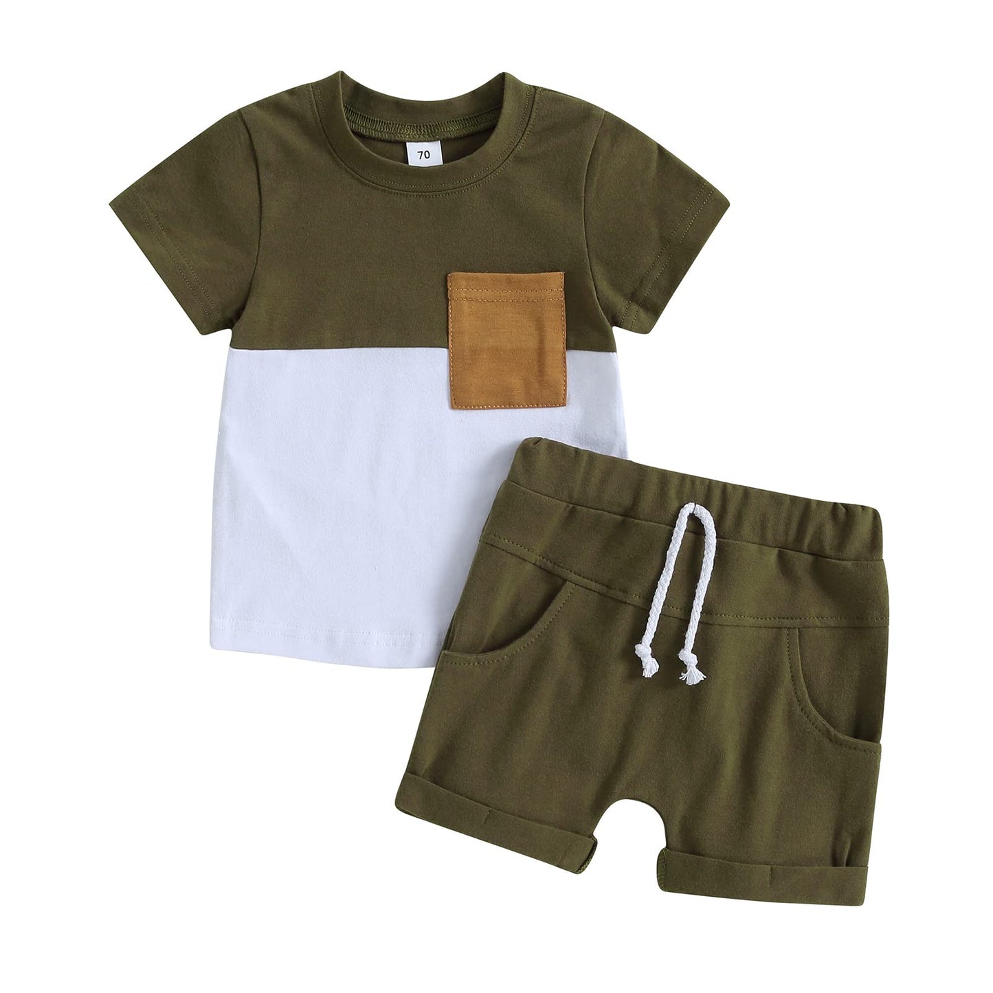 Infant Baby Boy Summer Clothes Outfit Color Block T-shirt Shorts Set Toddler Checkerboard Clothes 6 12 18 24 Months