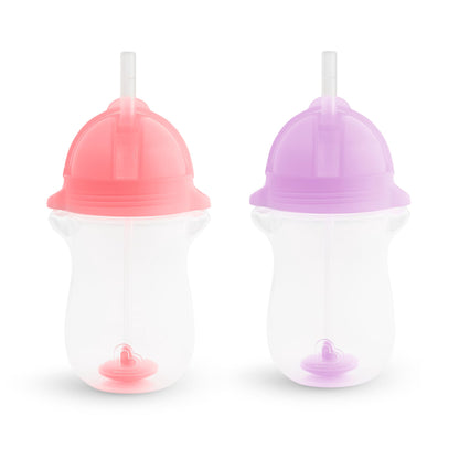 Munchkin Cool Cat Sippy Cup for Toddlers, Stainless Steel Straw Cup, 8 Ounce, Pink