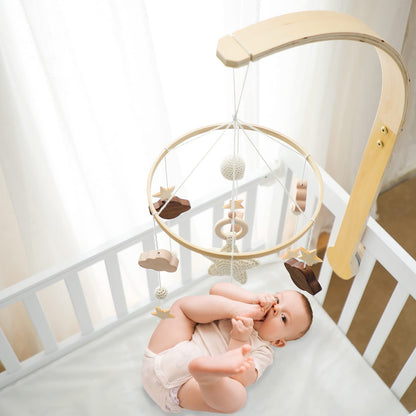 Baby Crib Mobile for Boys Girls| Boho Nursery Mobile| Gender Neutral Hand-Crocheted Mobile| Ceiling Mobile - Stars, Clouds, Moon