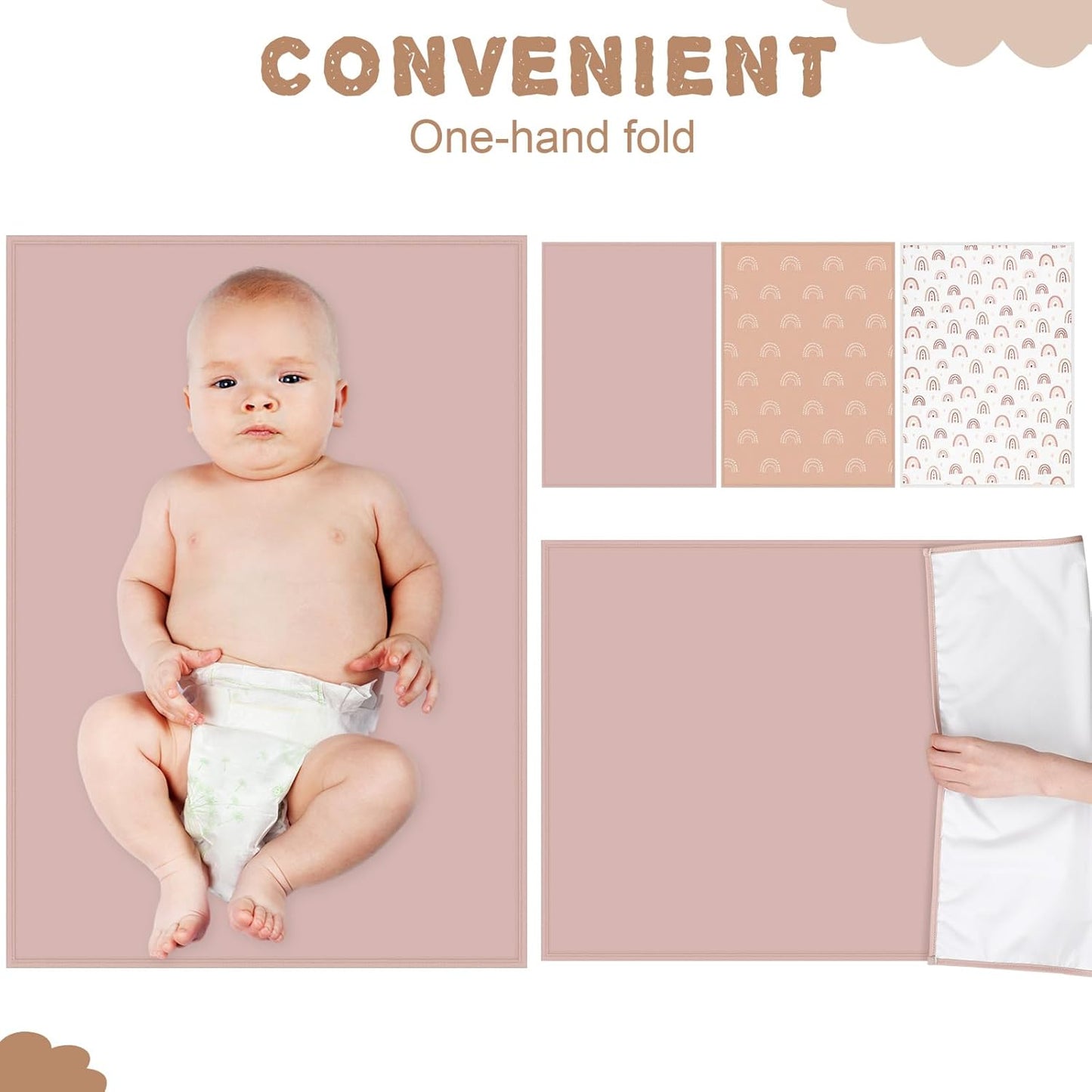 Geelin 3 Pcs PU Baby Diaper Changing Pad Liner 20 x 28 Inch Foldable Portable Waterproof Changing Pads Mat for Toddler Baby Newborns Travel Seating Lie Bed Gifts Supplies