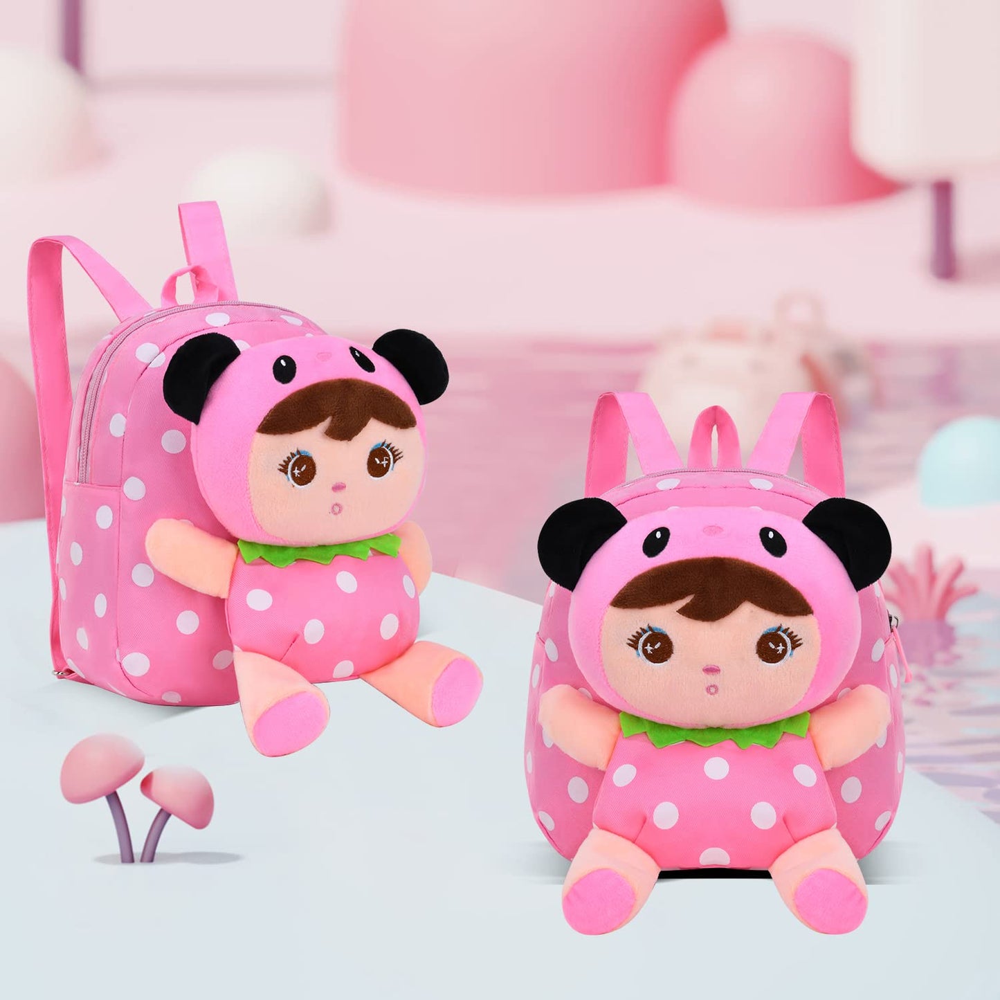 Cute Toddler Backpack Plush Doll Toy Snack Travel Bag Preschool Shoulder Bag Gift for Kid
