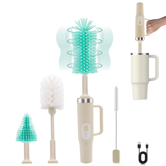 4 in 1 Electric Bottle Brush Cleaner, Creative Bottle Brush Kit for Botter Cleaning, 360° Efficient Cleaning, Baby Bottle Cleaner Brush for Baby Bottle with Straw Brush, Travel Bottle Brush Set