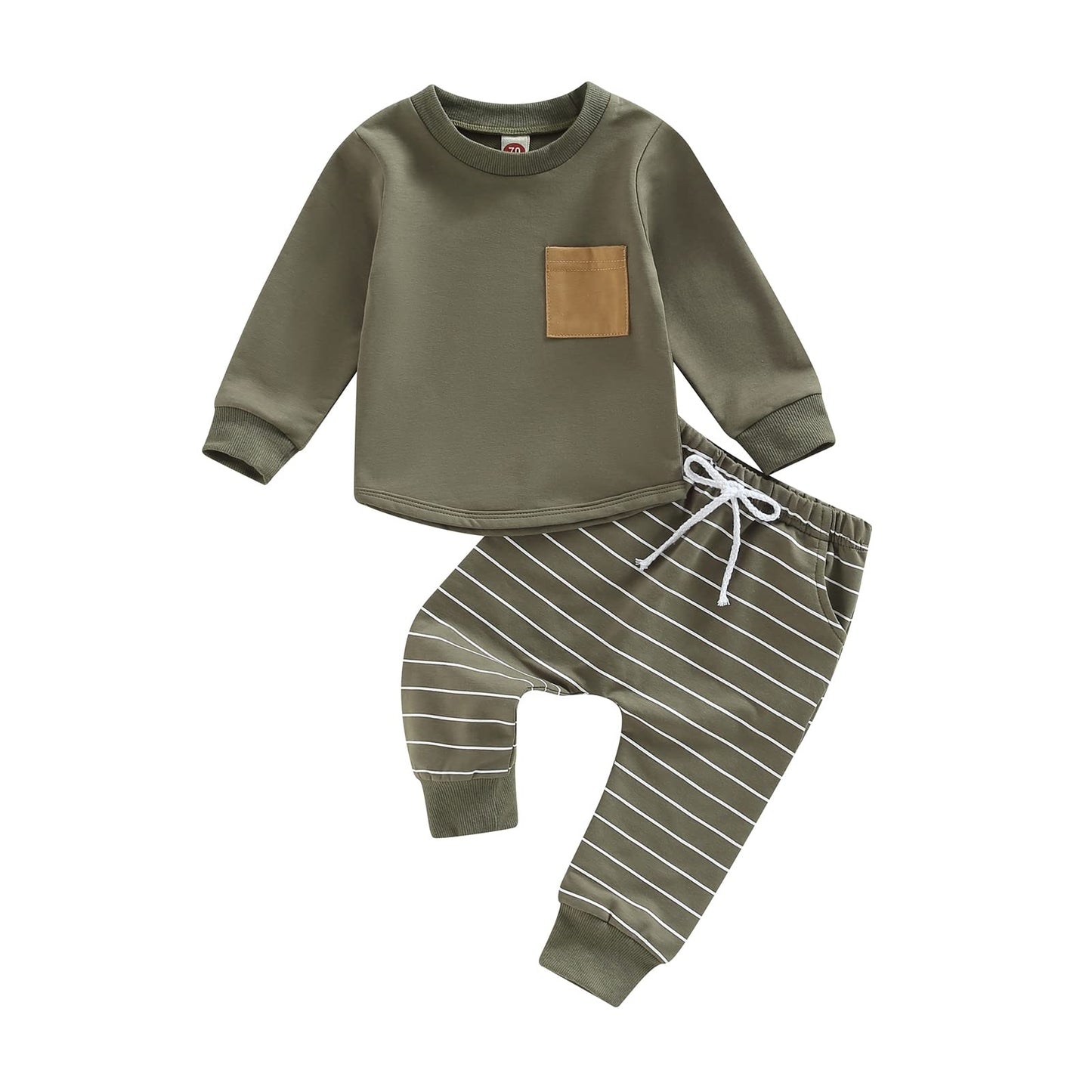 Toddler Baby Boy Fall Winter Outfit Contrast Color Long Sleeve Sweatshirts Stretch Jogger Pants Newborn Clothes Set