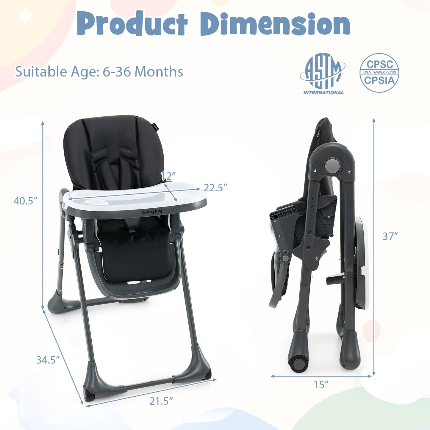 BABY JOY Convertible High Chair for Babies & Toddlers, Height Adjustable, Grow & Go High Chair w/Recline & Footrest, Removable Double Tray, Portable Baby Dinning Chair with Wheels (Beige)