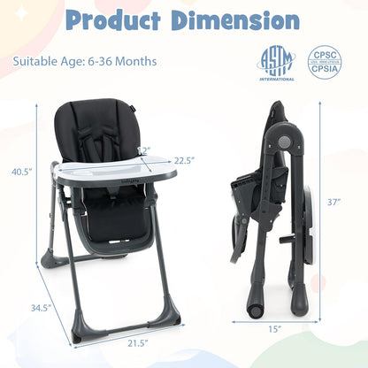 BABY JOY Convertible High Chair for Babies & Toddlers, Height Adjustable, Grow & Go High Chair w/Recline & Footrest, Removable Double Tray, Portable Baby Dinning Chair with Wheels (Beige)