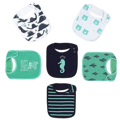 Maiwa 6 Pack Waterproof Cotton Baby Bibs for Girls Boys for Drooling Eating with Snaps