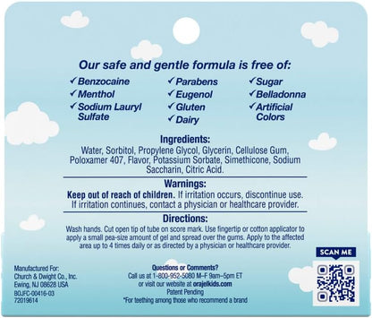 Orajel Baby Daytime Cooling Gel for Teething, Drug-Free, #1 Pediatrician Recommended Brand for Teething*, One .33oz Tube