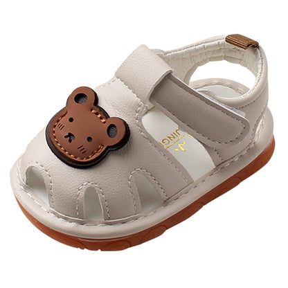 Childrens Bear Leather Foam Sandals Baby Boys Girls Hook Loop Flat Wide Barefoot Shoes Summer Outdoor Casual Water Shoes