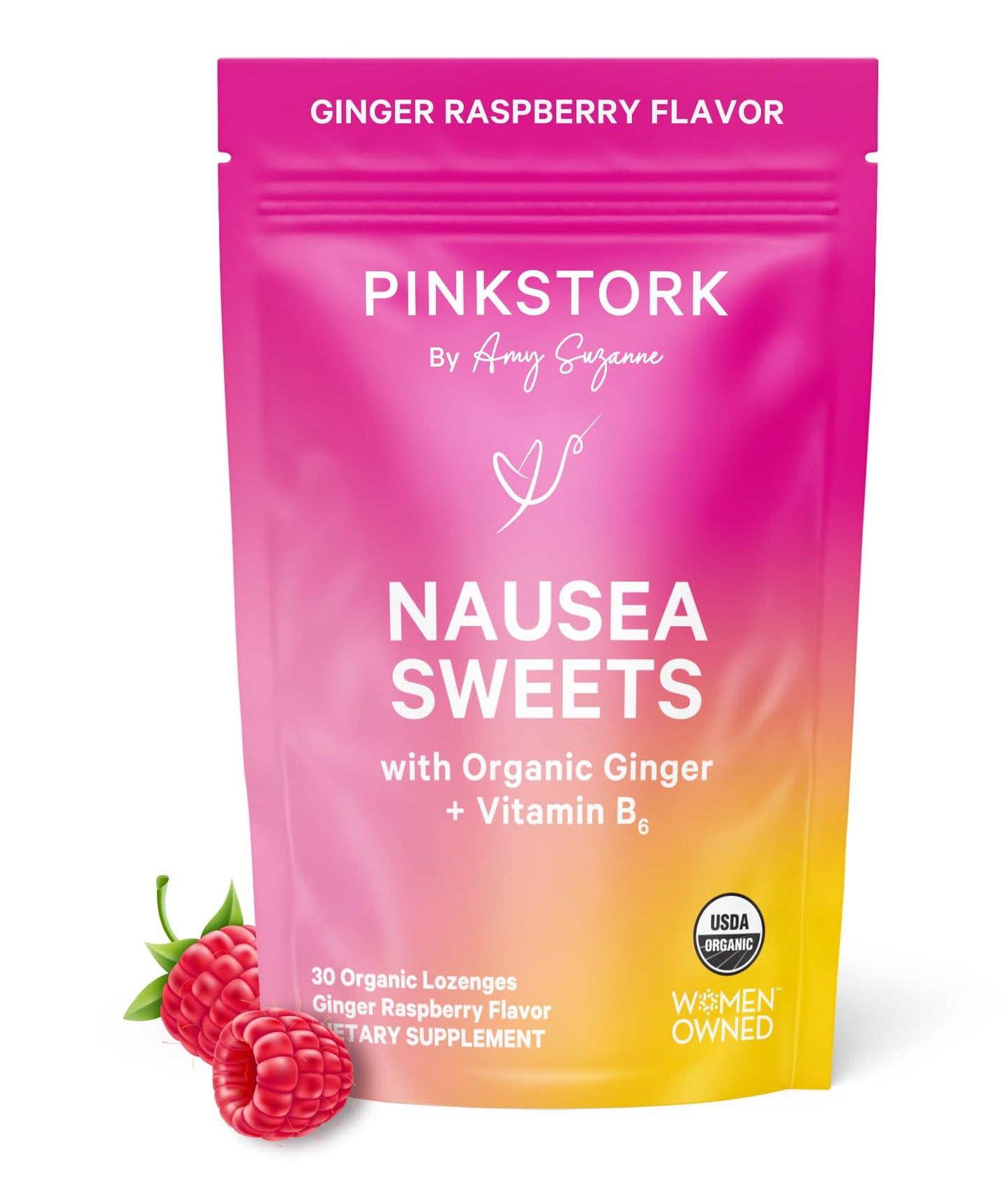 Pink Stork Organic Peppermint Sweets for Morning Sickness and Motion Sickness Support, Added Vitamin B6, 1st Trimester Pregnancy Must Haves - 30 Wrapped Peppermint Candies