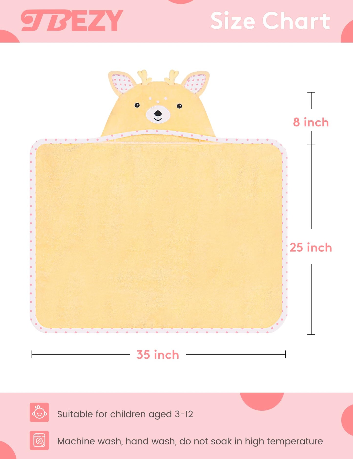 Baby Hooded Towel with Unique Animal Design Ultra Soft Thick Cotton Bath Towel for Newborn (Bunny)