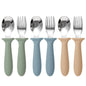 Toddler Utensils, 6 Pack kids Silverware Set with Silicone Handle, 18/8 Stainless Steel Children Safe Forks and Spoons, Dishwasher Safe