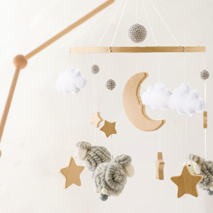 2025 Bohemia Theme Baby Mobile - Mobile for Crib, Crib Mobile for Boys and Girls, Nursery Decor Mobile, Clouds Moon Sheep Pendant Nursery Decor (Beige)