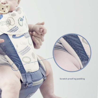 Bebamour Baby Carrier Newborn to Toddler-2 in 1 Hip Seat & Carrier Front and Back Carry with Head Hood & 3 Pieces Teething Pads& Waist Extenders & Storage Bag 0-36 Months (Green)