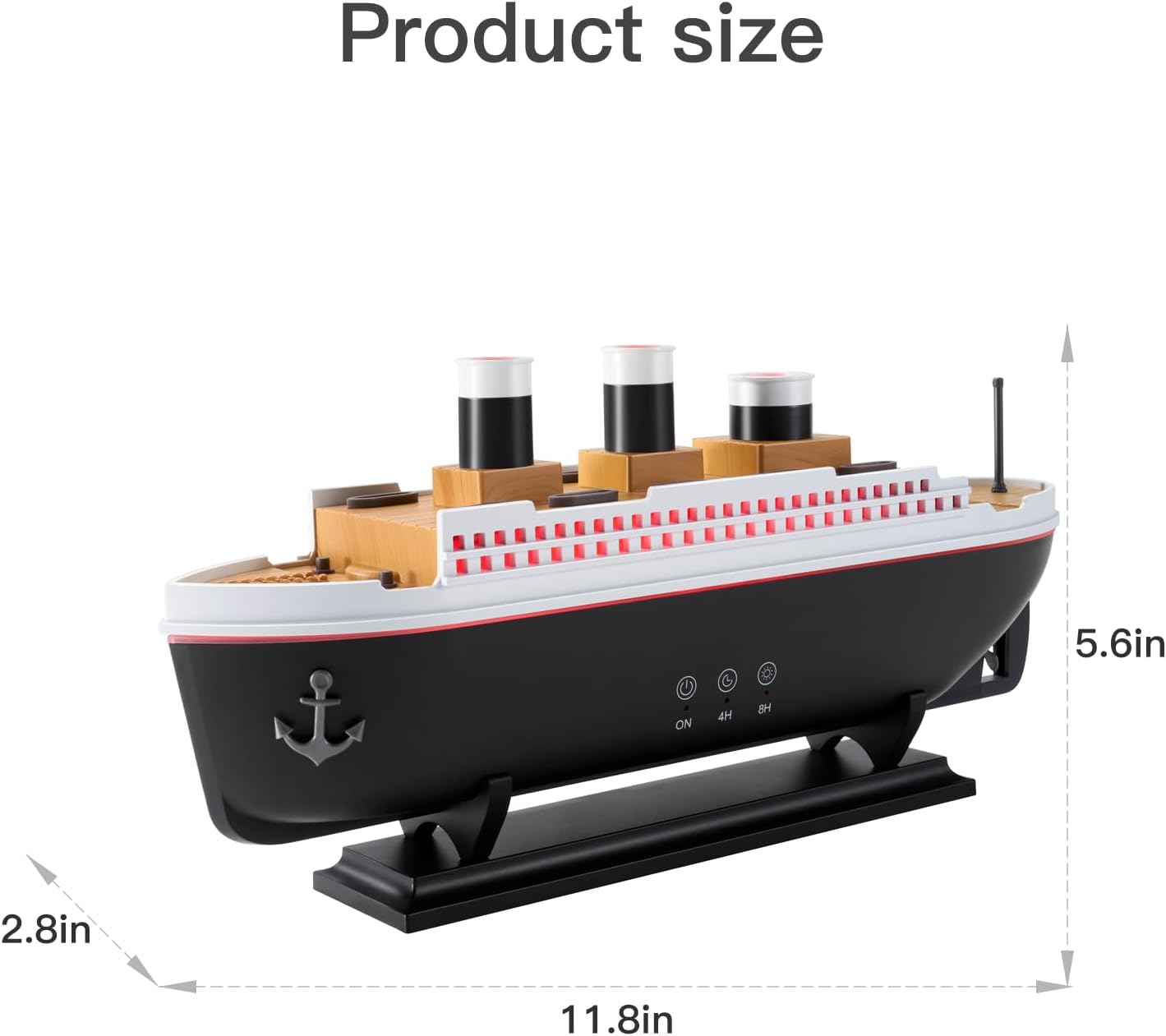 Titanic Humidifier 250ml, Jellyfish Diffuser Cool Mist Ultrasonic Aroma Aromatherapy Diffuser with Remote Control 7 Light 2 Mist Mode Auto Shut-Off for Bedroom Office Hotel(Black)