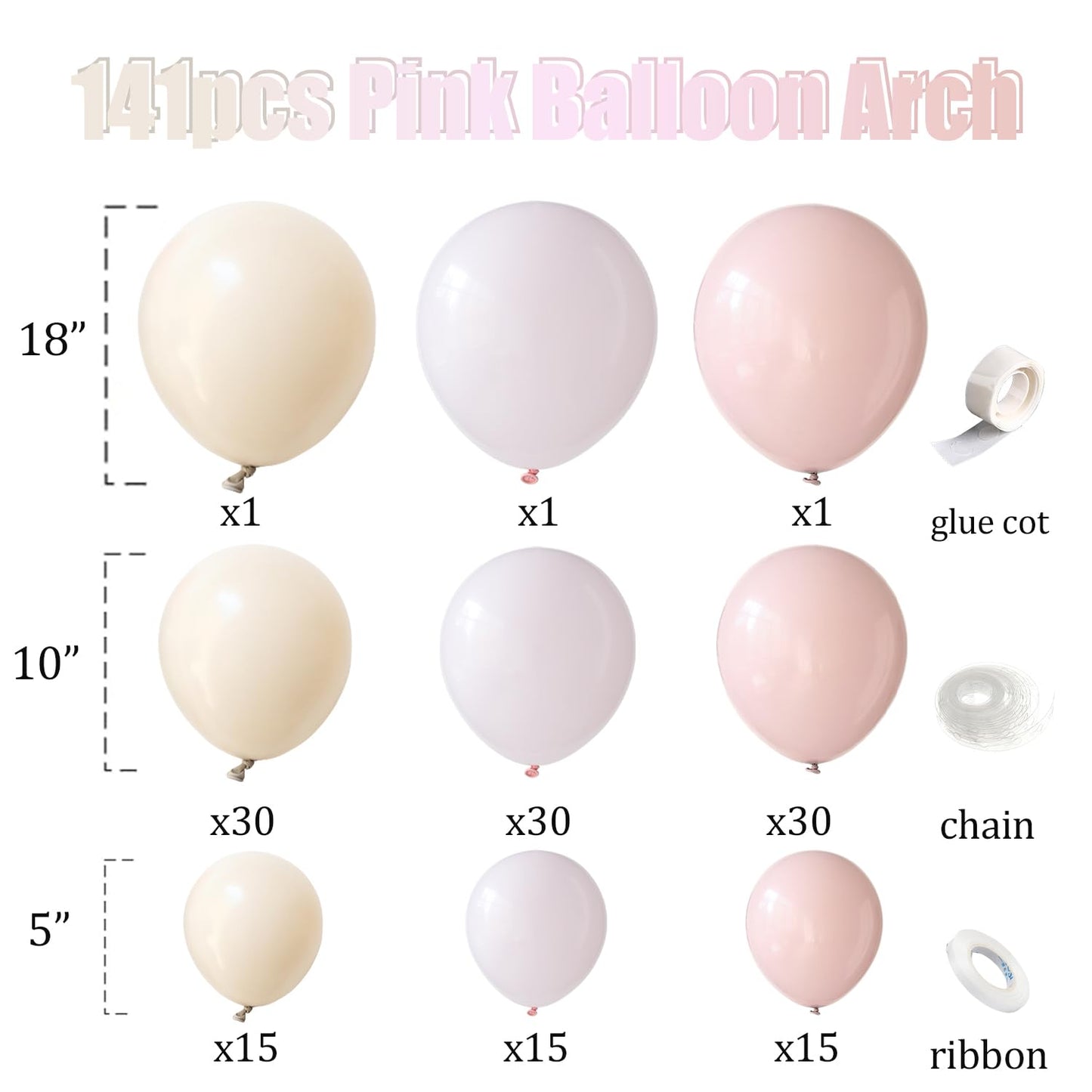 Dusty Blue Balloon Arch Garland Kit, 141 Pcs Sand White Baby Blue White Balloons for Baby Shower Decorations, Gender Reveal, Birthday, Wedding Decoration