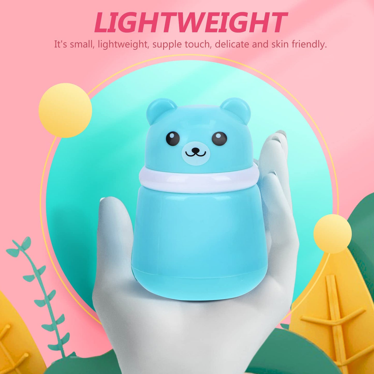 Cartoon Bears Baby Powders Puff Box, Pink Large-Capacity Powder Container with Sponge Puff, Safe and Gentle Design for Baby'S Skin, Portable for Home and Travel Use