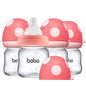 YOHKOH Natural Glass Baby Bottle with Natural Response Nipple, Newborn Anti-Colic Baby Bottles, Wide Neck Mushroom Cap Baby Bottle, Clear (8.8ounce (Pack of 4), Multicolour1)