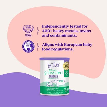 Bubs 365 Day Grass Fed Infant Formula with Iron, Cow Milk-Based Powder for Infants 0-12 Months, Made with Non-GMO Milk, 20 oz