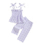 Toddler Baby Girl Clothes Tie-Up Strap Ruffle Camisole Tops Linen Pants Set Little Girls Summer Outfits