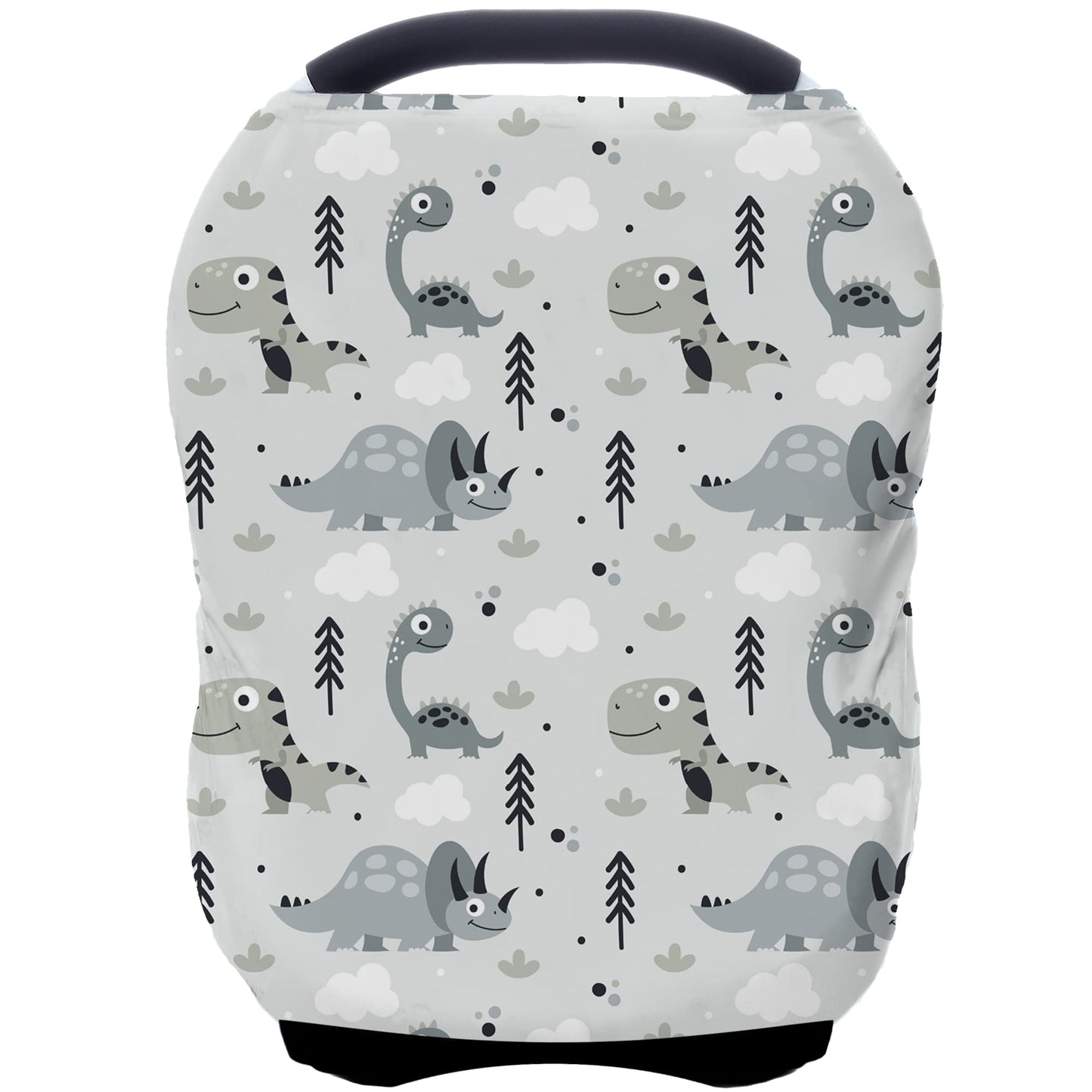 Car Seat Covers Canopy Cover - Multi-use Cover Carseat Canopy, Breathable Breastfeeding Cover, Car Seat Covers for Bbies, Boys & Girls Shower Gifts (Dark Blue Dinosaur)