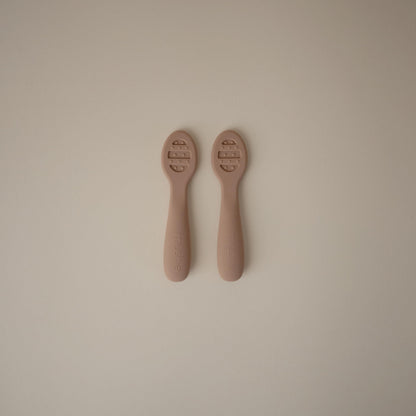 mushie Silicone First Feeding Baby Spoons | 2 Pack (Tradewinds/Shifting Sand)