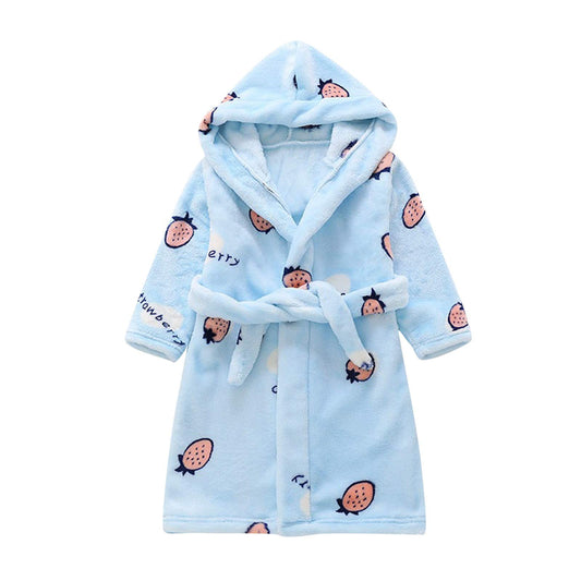 Chamarras de invierno para niños y niñas con estampado de fresa, franela de baño