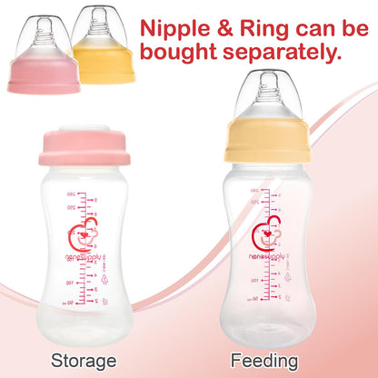Nenesupply Natural Baby Bottles Newborn Feeding Bottles Slow Flow Breastfeeding Bottle for Breastfed Babies Wide Neck 9oz Anti Colic Level 2 Nipple for 1+ Month Infant Replace Spectra Bottle Pumping