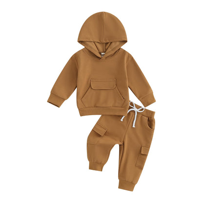 Infant Baby Boy Fall Winter Clothes Outfits Hooded Long Sweatshirt Pants Set Toddler Clothes 6 12 18 24 Months 2T