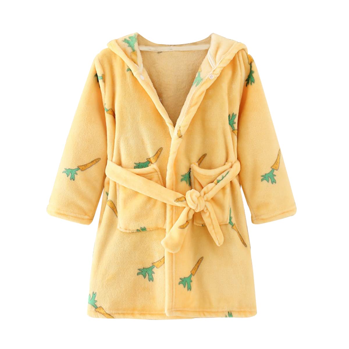 Unisex Baby Hooded Bathrobe Kids Flannel Pajamas Dressing Gown for Boys Girls