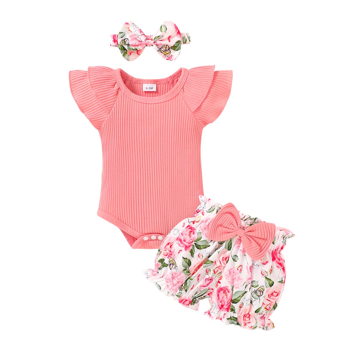 YOUNGER TREE Newborn Infant Baby Girl Clothes Romper Shorts Set Floral Summer Outfits Cute Baby Girl Clothing