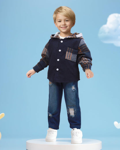 NZRVAWS Baby Boy Clothes Toddler Outfit Infant 6 12 18 24 Months2 3 4T Sweatsuit Ripped Jeans Fall Winter Clothing