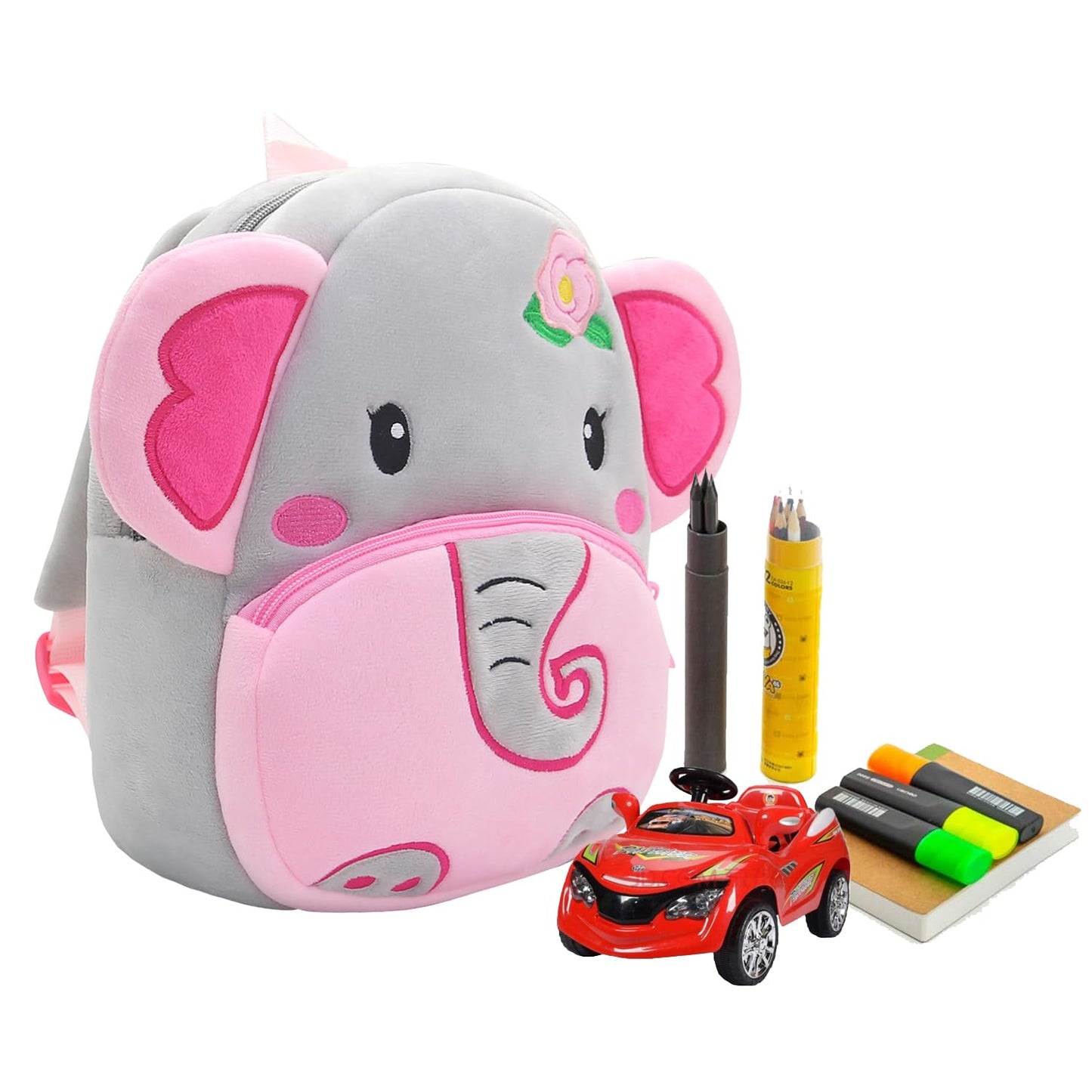 NICE CHOICE Cute Toddler Backpack Toddler Bag Plush Animal Cartoon Mini Travel Bag for Baby Girl Boy 2-6 Years(Grey Elephant)