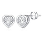 IEFWELL Heart Stud Earrings for Girls Women, S925 Sterling Silver Studs Hypoallergenic Earrings CZ Heart Earrings Initial Earrings for Teen Girls Kids Jewelry for Girls Gifts