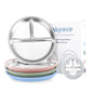 Stainless Steel Baby Plate with Suction, 9” Divided Toddler Plates with Removable Silicone Sleeves for Kids, Non-Toxic Non-Slip Unbreakable Dishwasher Safe Dinnerware Set of 2, Pink & Beige