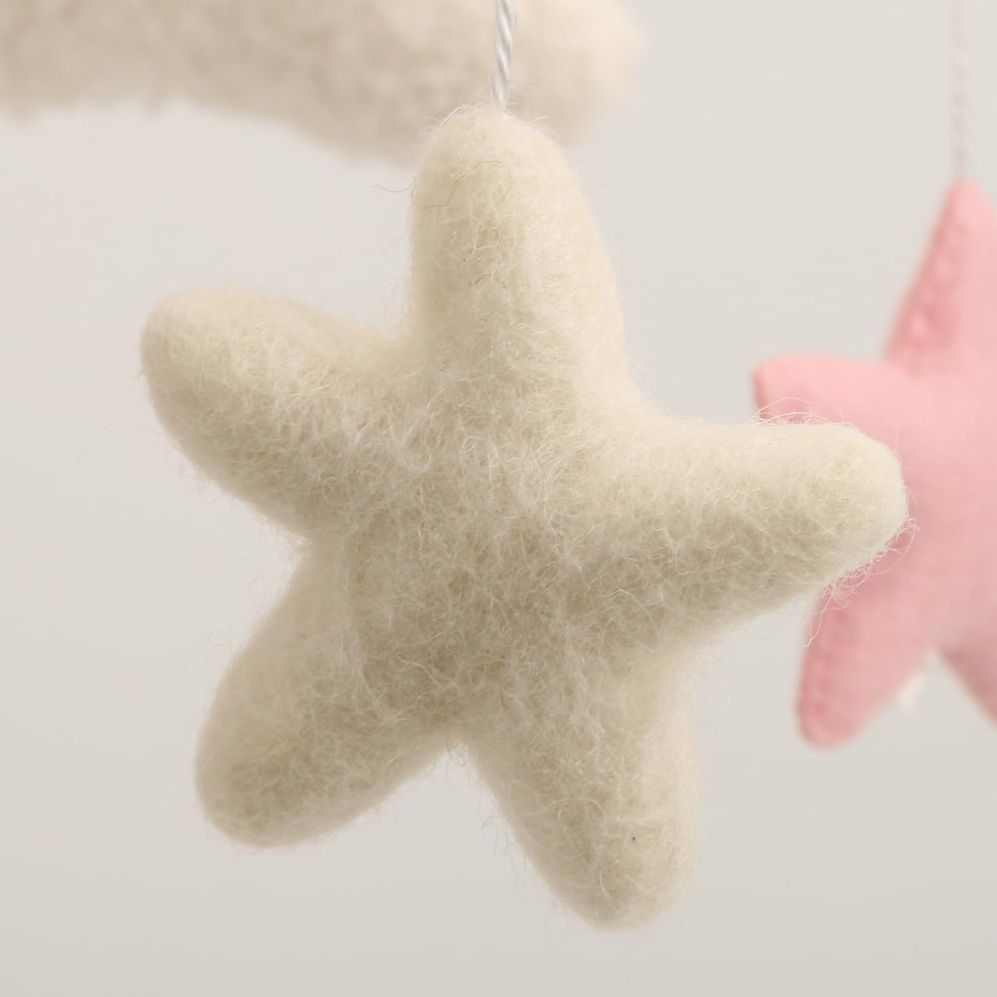 Cloud Mobile for Crib - A Handmade Cloud Crib Mobile with Moon and Pink Stars