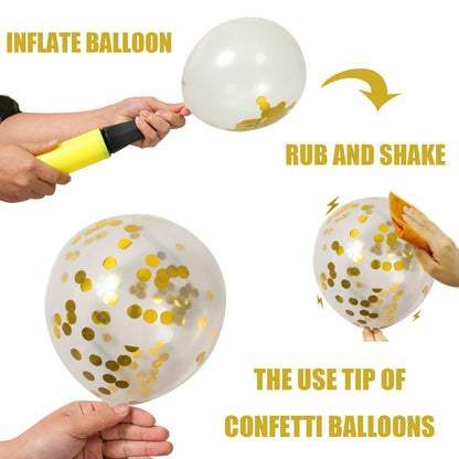 OuMuaMua 62Pcs Pink Gold Confetti Latex Balloons Kit, 12 Inch Pink White Gold Helium Balloons Party Supplies for Confession Proposal Wedding Girl Birthday Baby Shower Party Decoration