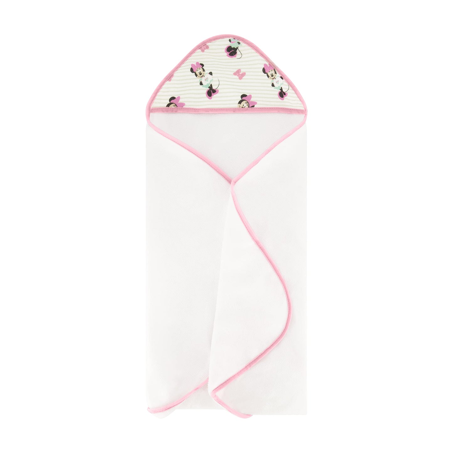 Disney Cudlie Baby Girl Minnie Mouse 2 Pack Rolled/Carded Hooded Towels in Happy Dots Print
