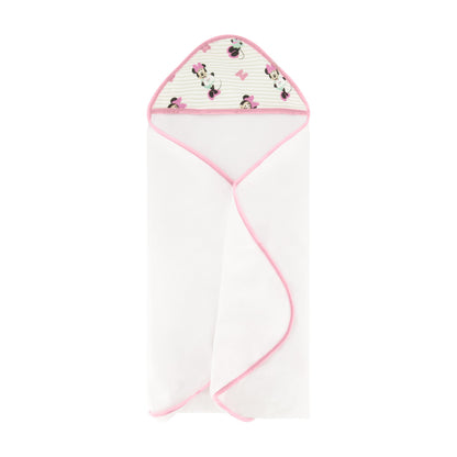 Disney Cudlie Baby Girl Minnie Mouse 2 Pack Rolled/Carded Hooded Towels in Happy Dots Print