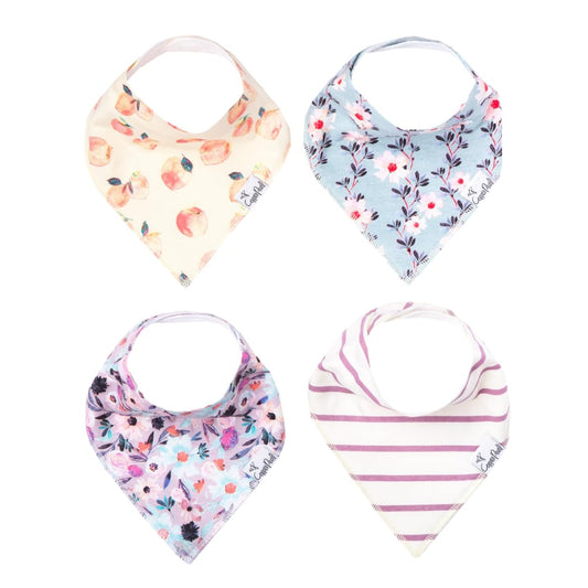 Copper Pearl 4 Pack Soft Cotton Baby Bibs for Drooling and Teething, Absorbent Drool Bibs for Baby Girl and Boy, Adjustable to Fit Newborns to Toddlers, Tons of Styles (Ferra)