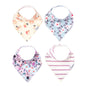 Copper Pearl 4 Pack Soft Cotton Baby Bibs for Drooling and Teething, Absorbent Drool Bibs for Baby Girl and Boy, Adjustable to Fit Newborns to Toddlers, Tons of Styles (Ferra)