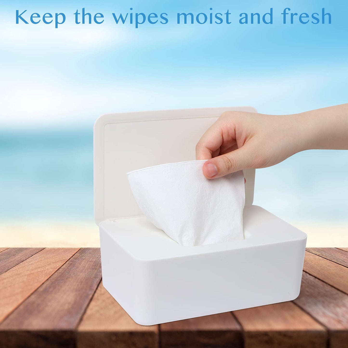 Wet Wipes Storage Box, 2 Pack Wipes Dispenser Holder Tissue Storage Boxes Case with Lid Diaper Wipes Dispenser Box Dustproof Napkin Container with Sealing Design (Black)