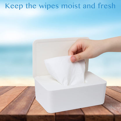 Wet Wipes Storage Box, 2 Pack Wipes Dispenser Holder Tissue Storage Boxes Case with Lid Diaper Wipes Dispenser Box Dustproof Napkin Container with Sealing Design (Black)