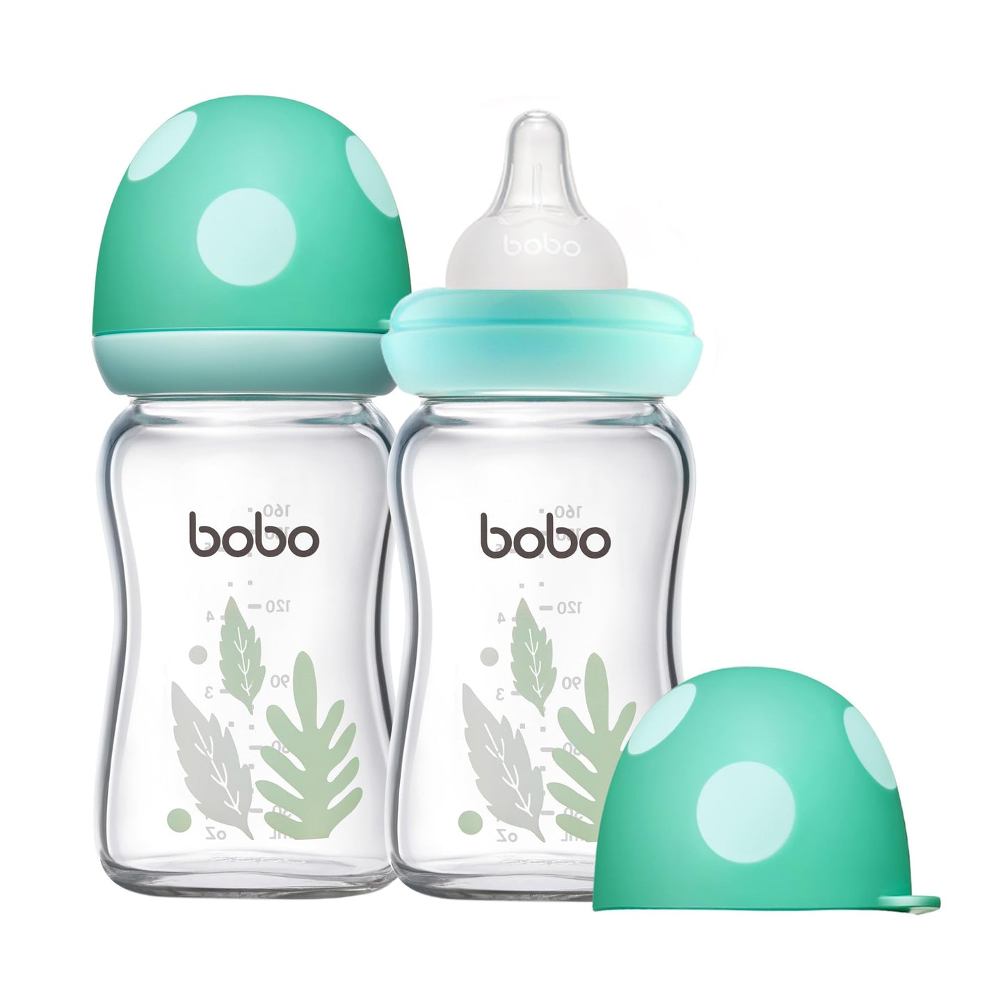 YOHKOH Natural Glass Baby Bottle with Natural Response Nipple, Newborn Anti-Colic Baby Bottles, Wide Neck Mushroom Cap Baby Bottle, Clear (8.8ounce (Pack of 4), Multicolour1)