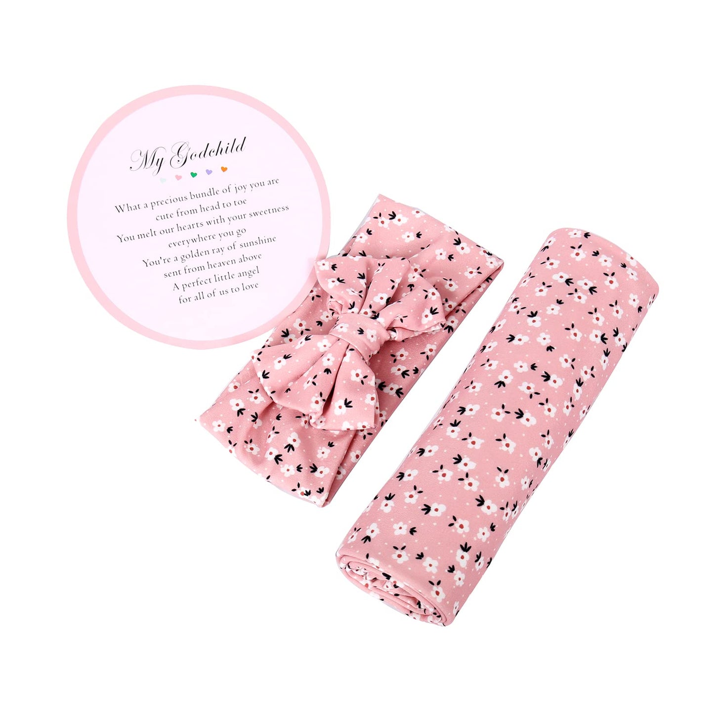 Galabloomer Newborn Receiving Blanket Headband Set Baby Flower Swaddle (vintage flower)